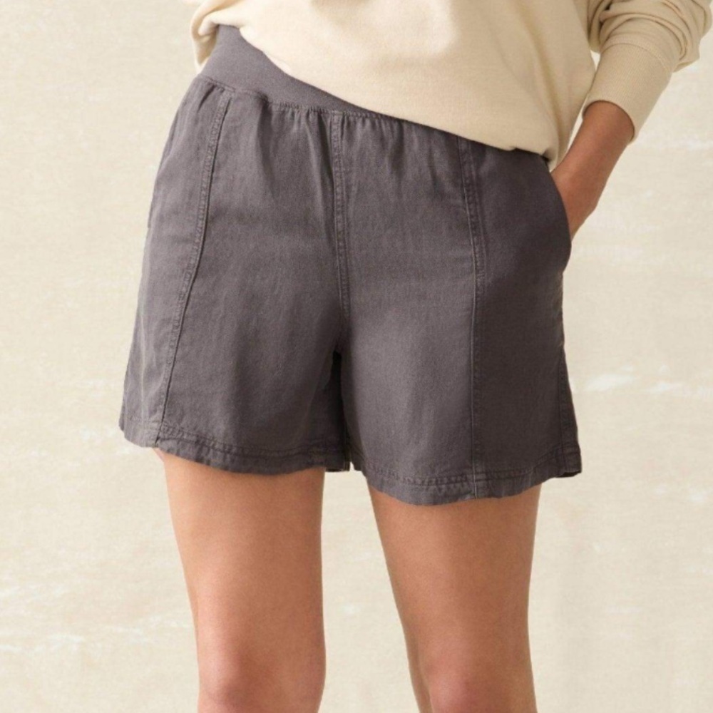 Faherty Arlie Linen-Blend Shorts in Grey Size XS
